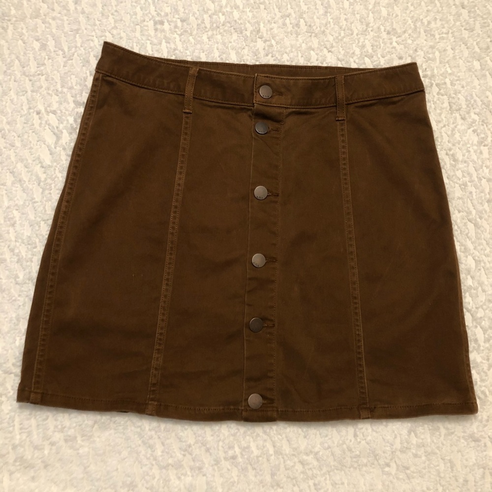 🎁Button Up Brown Mini Skirt size 8🎁